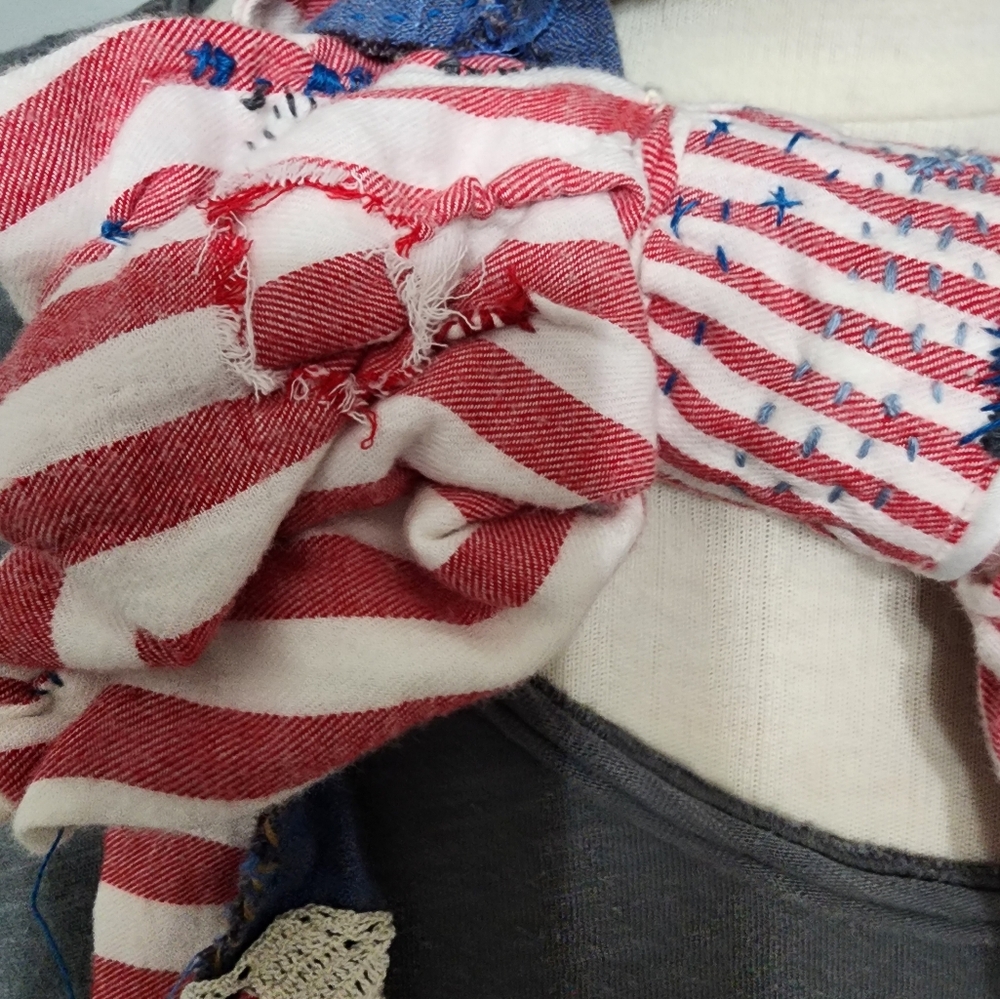 JABOT OOAK CHUNKY PATRIOTIC MOSSIE ANNA ARTISAN DESIGN NWT - Picture 8 of 14